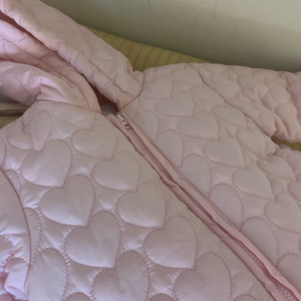 pink snowsuit (feet in and mittens)